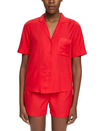 Esprit Matt Shiny Woven Cve Shorty Pyjama Set - Red