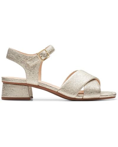 Clarks Serina35 Cross Leather Sandals In Champagne Standard Fit Size 5.5 - White