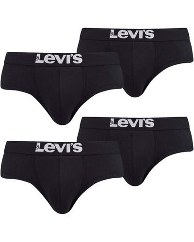 Levi's Pack of 4 Levis Solid Basic Brief Shorts Slip Underpants Pant Underwear - Noir