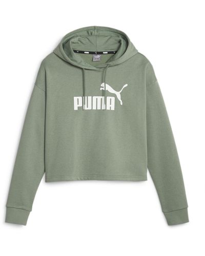 PUMA Ess Cropped Logo Hoodie FL Sweatshirt - Vert