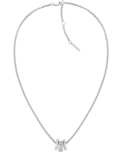 Calvin Klein Jewelry Stainless Steel And Crystal Pendant Necklace - White