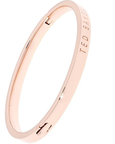 Ted Baker Clemina Hinge Metallic Bangle Bracelet For Women - Large (rose Gold) - White