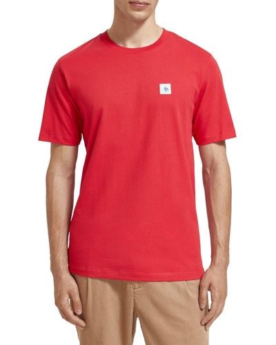 Scotch & Soda Regular Fit Essential Badge T-shirt In Organic Cotton - Red