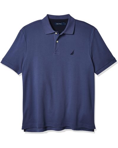 Nautica Classic Fit Short Sleeve Solid Soft Cotton Polo Shirt Poloshirt - Blau