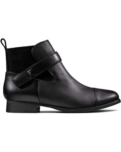 Clarks Addiy Terri Leather Boots In Black Standard Fit Size 7