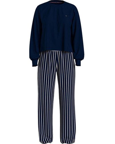 Tommy Hilfiger Pyjama-Set Long Sleeve Jersey Lang - Blau