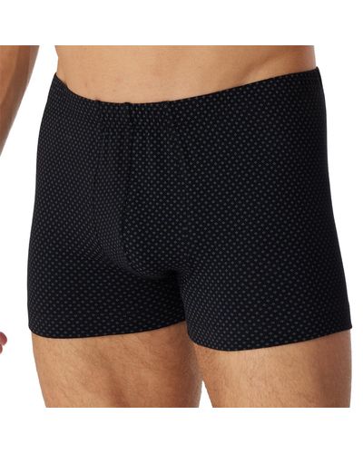 Schiesser Short für Männer weich und bequem ohne Gummibund Bio Baumwolle-Cotton Casual Unterwäsche - Schwarz