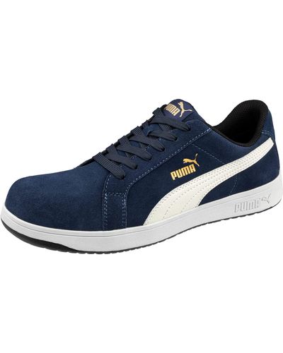 PUMA Safety Iconic Suede Low S1pl Esd Fo Hro Sr Safety Shoes Non-slip Metal-free Fibreglass Cap - Blue