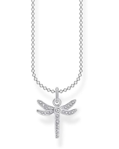 Thomas Sabo Collier Libellule en argent 925 avec zircon pour femme - Métallisé