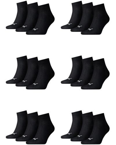 PUMA 18 Paar Quarter Socken Sneaker Gr. 35-49 für Füßlinge - Schwarz