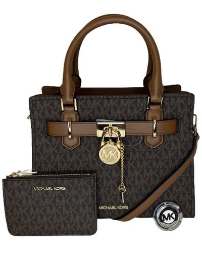 Michael Kors MICHAEL Hamilton SM Umhängetasche gebündelt mit SM TZ Münztasche und Geldbörsenhaken - Schwarz