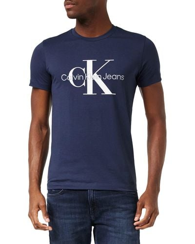 Calvin Klein T-Shirt Kurzarm Core Monologo Slim Fit - Blau