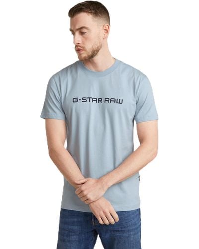 G-Star RAW Corporate Script Logo R T T-shirt Voor - Blauw