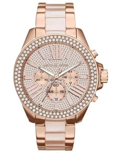 Michael Kors MK6096 Ladies Wren Rose Gold Chronograph Watch - Pink