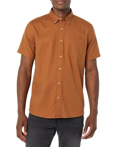 Goodthreads Standard-fit Short-sleeve Stretch Oxford Shirt With Pocket - Brown