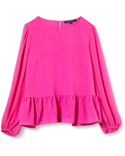 French Connection Crepe Light Georgett Peplum Top Blouse - Pink