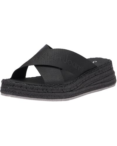 Calvin Klein Sporty Wedge Rope Sandal Mr Yw0yw01364 - Black