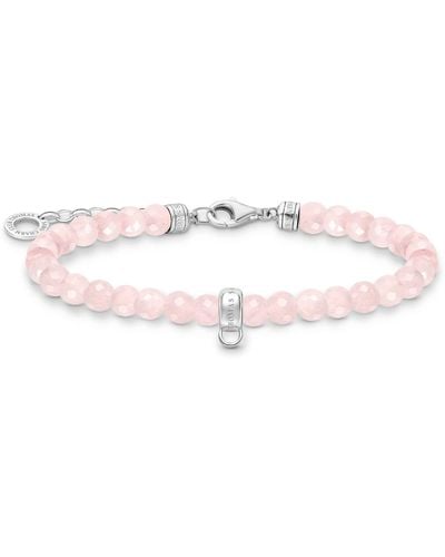 Thomas Sabo Charm-Armband mit Rosenquarz-Beads 925 Sterlingsilber A2097-034-9 - Pink