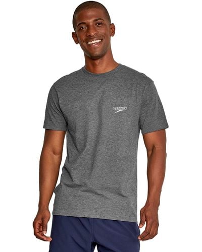 Speedo Uv Swim Shirt Graphic Short Sleeve Tee Rash Guard - Grey