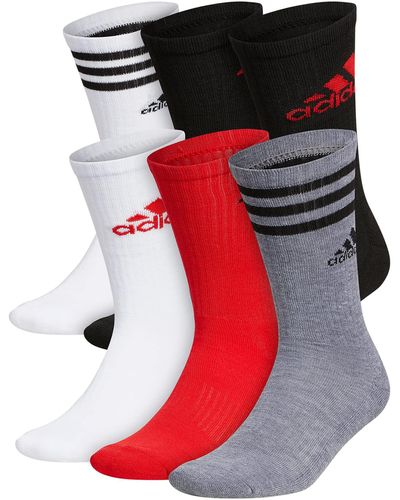 adidas Athletic Cushioned Crew Socks With Arch Compression For A Secure Fit - Red