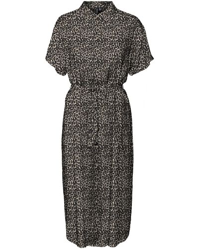 Vero Moda Vmbumpy Ss Calf Shirt Dress Noos - Grey