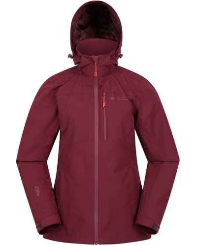 Mountain Warehouse Rainforest S Jacket -waterproof Rain Coat With Pockets & Adjustable Hem - Red