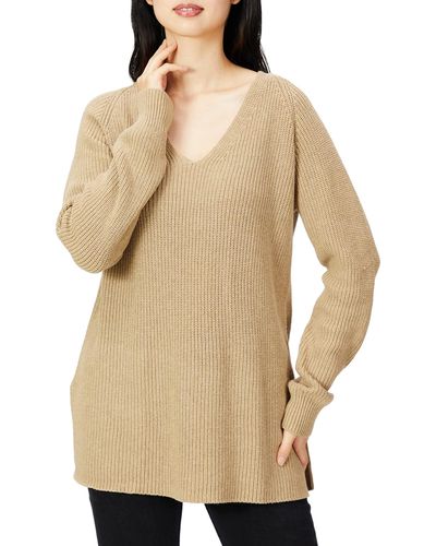 Goodthreads Cotton Shaker Stitch Deep V-neck Sweater - Natural