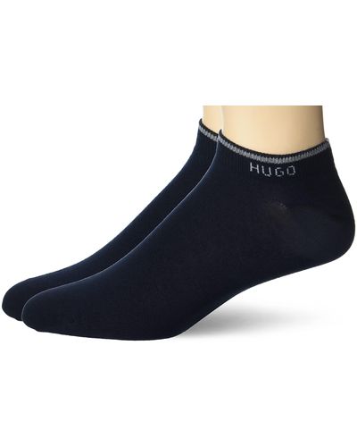 HUGO 2-pack Logo Combed Cotton Ankle Casual Sock - Blue
