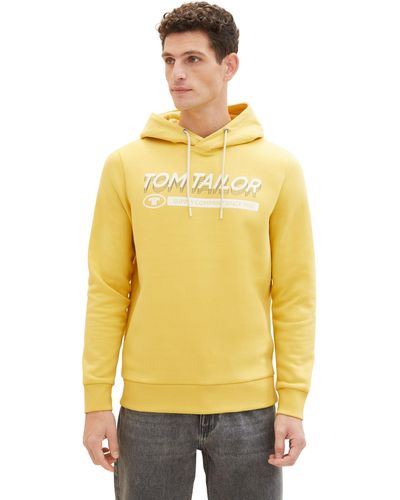 Tom Tailor Hoodie Sweatshirt mit Logo-Print - Gelb