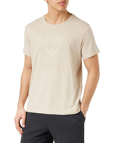 Emporio Armani Shirt pour Superfine Linen Blend Crew Neck - Blanc
