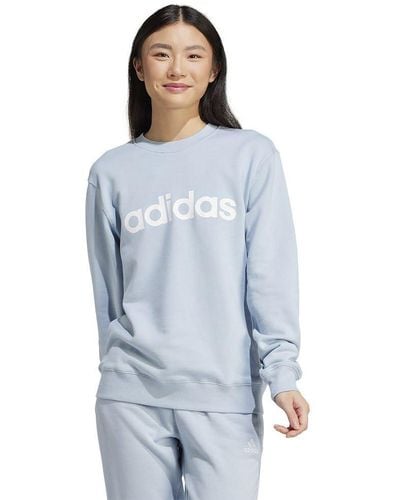 adidas Essentials Linear French Terry Sweater - Blauw