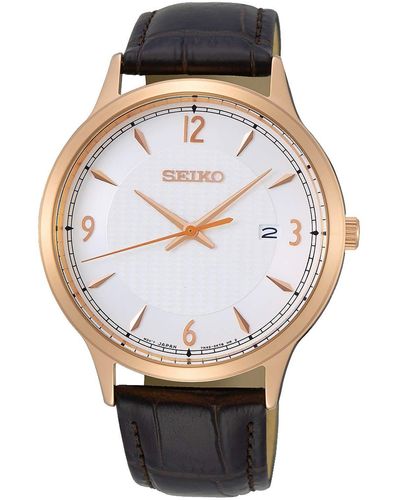 Seiko Neo classic orologio Uomo Analogico Al quarzo con cinturino in Pelle di vitello SGEH88P1 - Nero
