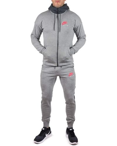 Nike Tuta Uomo Cotone Felpato Grigia - L, Grey