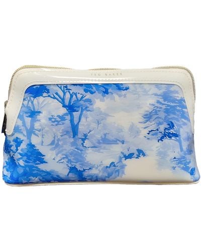 Ted Baker Roxxi Romantic Printed Make Up Bag Cosmetic Bag In White - Blue