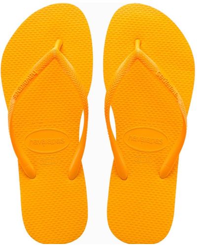 Havaianas Slim, Flip Flops, Pop Yellow, 6/7 Uk - Orange