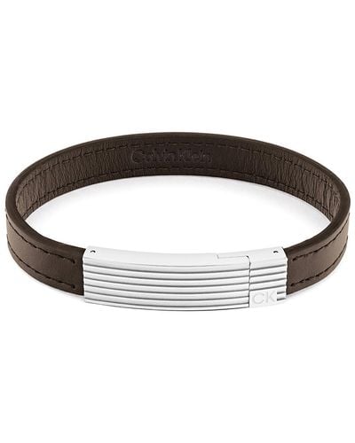 Calvin Klein Circuit Collectie Lederen Armband Bruin - 35000268, Eén Maat, Leer, Geen Edelsteen - Zwart