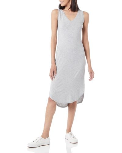 Amazon Essentials Jersey Regular-fit Sleeveless V-neck Midi Dress - Grey