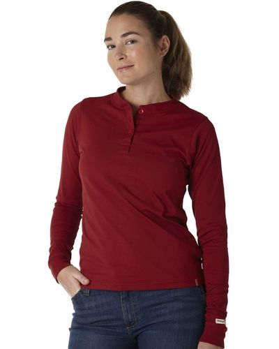 Wrangler Riggs Workwear Long Sleeve Henley Arbeits-T-Shirt - Rot