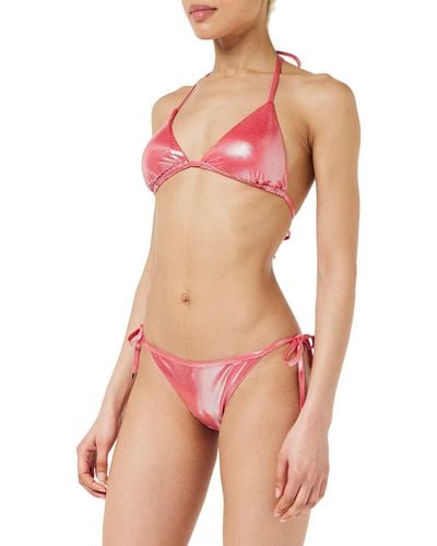 Emporio Armani Dot Foil Lyrca String Brief Bikini Set - Pink