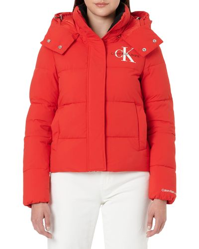 Calvin Klein Monologo Mw Short Puffer Padded Jackets - Red