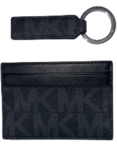 Michael Kors Gifting Boxed Signature Leather Card Holder Wallet With Key Ring - Blue
