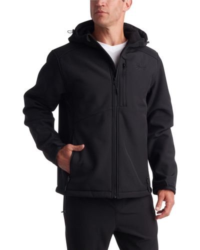 Reebok Weather Resistant Fleece Lined Softshell Jacket Coat - Lightweight Casual Coat For - Black