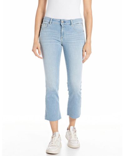 Replay Jeans Schlaghose Faaby Flare Crop Flare-Fit - Blau
