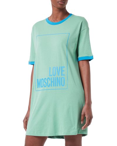Love Moschino Logo Box Print And Colour Contrast Ribs. Dress - Green