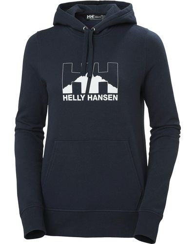 Helly Hansen Nord Graphic Pullover Hoodie Hooded Sweatshirt - Blue