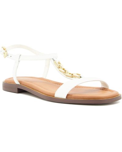 Dune Ladies Lotty Chain Croc-effect Flat Sandals Size Uk 6 White Flat Heel Casual Sandals - Natural