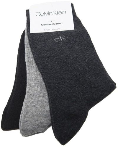 Calvin Klein Calzini donna CK 3 paia di calzini bassi corti caldo cotone assortiti articolo 100001895 COMBED COTTON - Nero