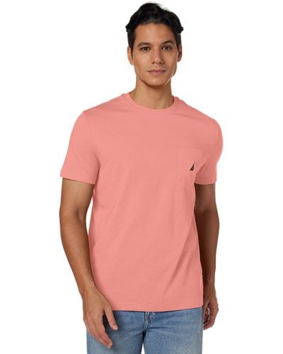 Nautica Short Sleeve Stretch Pocket Crew Neck T-shirt - Pink
