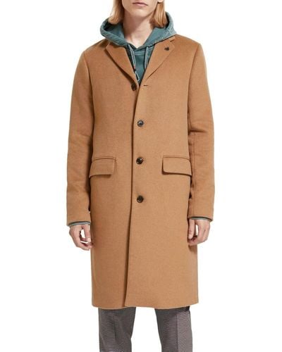 Scotch & Soda Classic Wool Blend Overcoat Coat - Natural