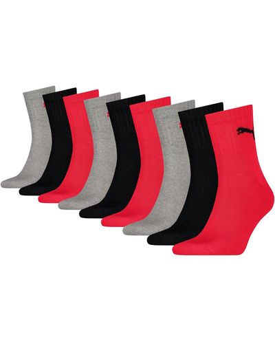 PUMA 9 Paar Quarter Socken Sneaker Gr. 35-49 für Füßlinge - Rot